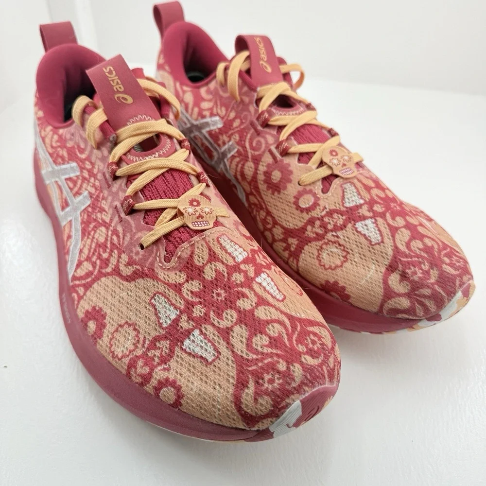 ASICS Noosa Tri 16 Mens 12 Red Orange Paisley Running Shoes Marathon Sneakers